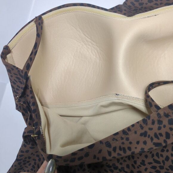 Kona Sol Swimsuit X-Large One-piece Leopard Animal Print Built In Bra XL Brown - Picture 6 of 9